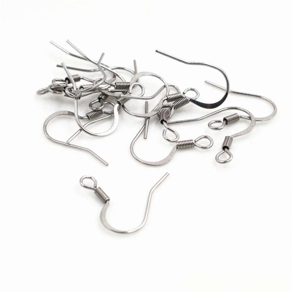 (Never Fade) 100 unids/lote 20x16mm Acero inoxidable DIY pendientes hallazgos cierres ganchos joyería hacer accesorios Earwire -W4-50