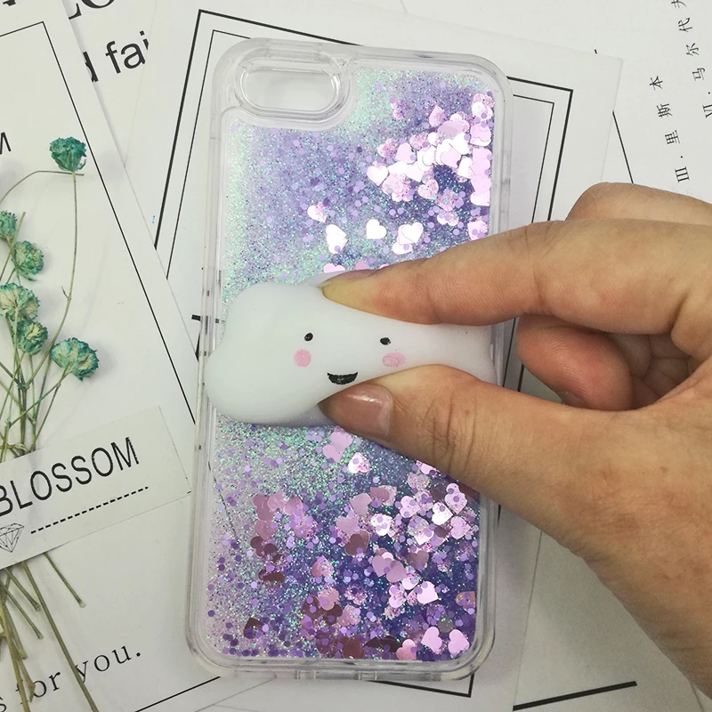 3D Squishy etui na iPhone 13 Pro MaxPlus etui płynne Quicksand Glitter silikonowe etui na telefony dla iPhone 8 8 Plus X 6 6s okładka