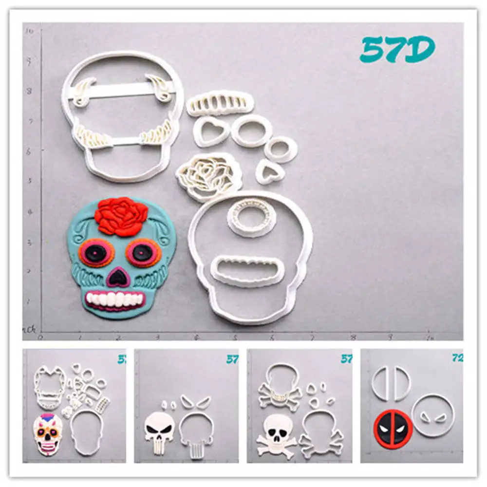 

Набор для выпечки печенья Sugar Skull Deadpool, изготовленные на заказ 3D формы для печенья, набор для помадки