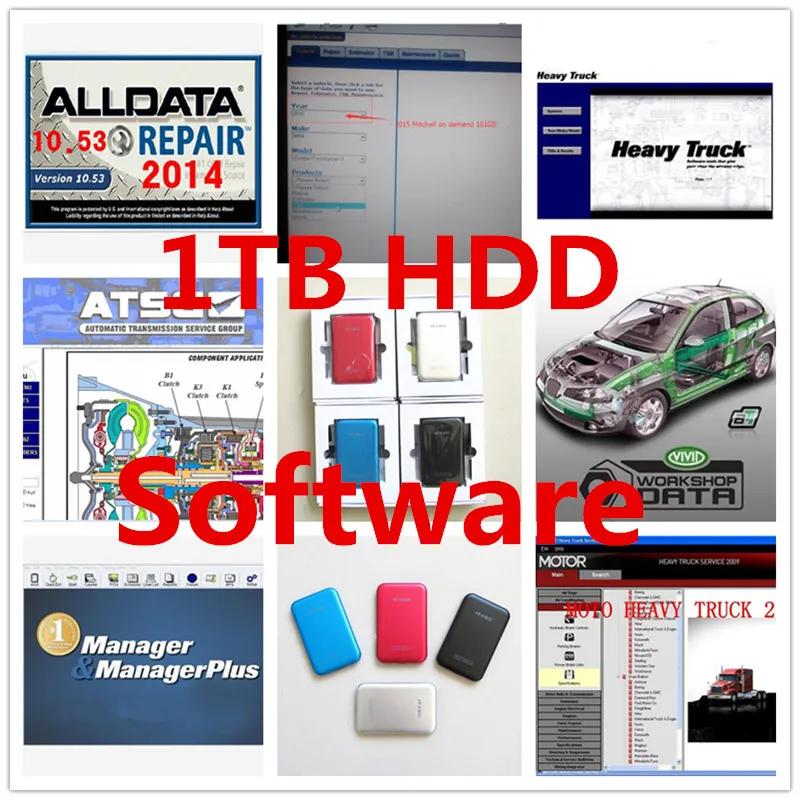 

Auto Repair Software Alldata 10.53 Mit-chell ondemend 2015 + heavy truck+ manager plus + Vivid workshop etc