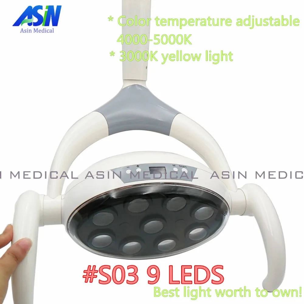 

High Quality 9 LEDs dental lamp with Sensor Oral Light Lamp color temperature adjustable Dental Unit Chair implant surgery lamp