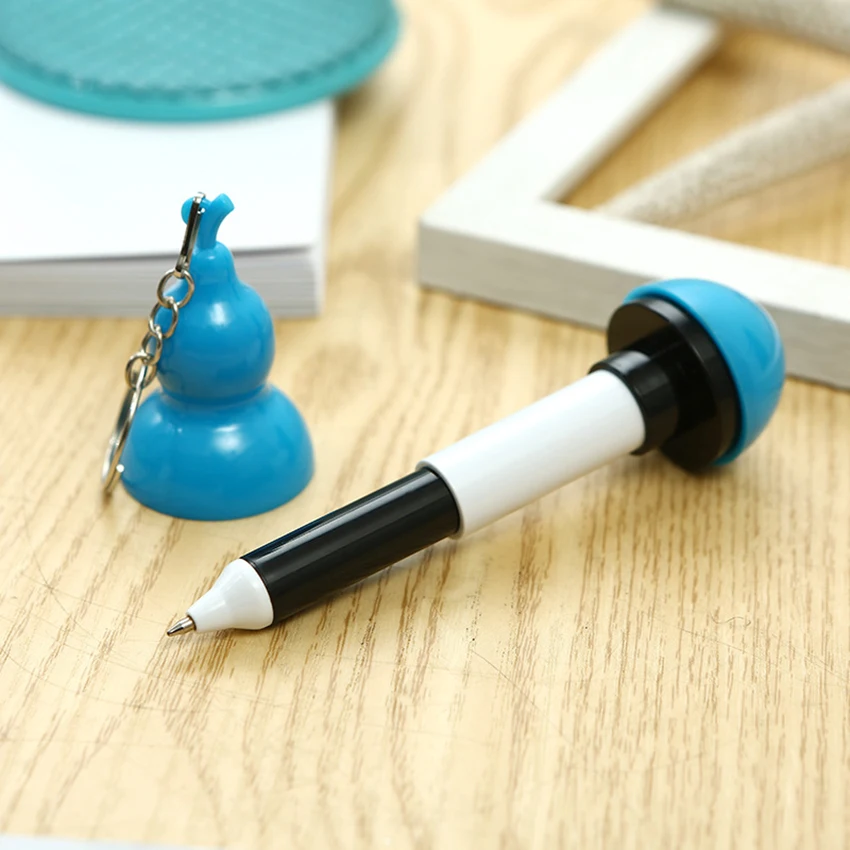 Creative gourd shape scalable ballpoint pen with Key ring stationery plastic material escolar shool supplies kids gift