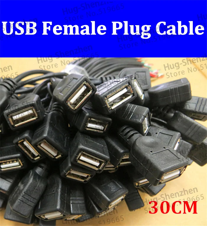 

USB2.0 EXTENSION CABLE USB Female Plug Cable Soldering About 30CM/Free Shipping/100PCS