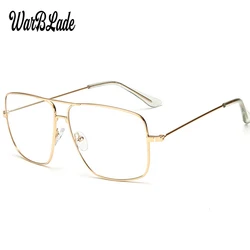 WarBLade-Lunettes de soleil vintage pour hommes et femmes, monture en métal doré, verres optiques carrés rétro, verres transparents Nerd