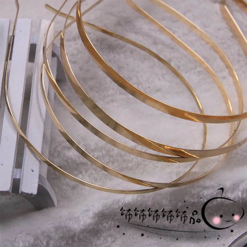 Free Shipping 20 X 3mm/4mm/5mm/6mm/7mm Blank Headbands Gold Metal Hair Band Lots DIY Accessories