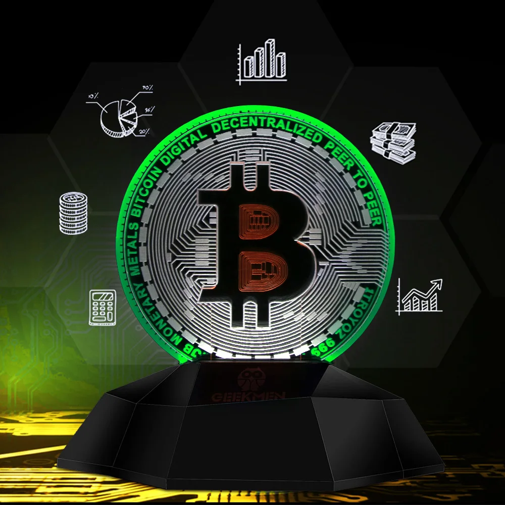 Peer 3D illusion 야간 조명 Bitcoin 3D 라인 램프 테이블 램프, Monetary Metals Bitcoin 디지털 분산 피어 투 피어
