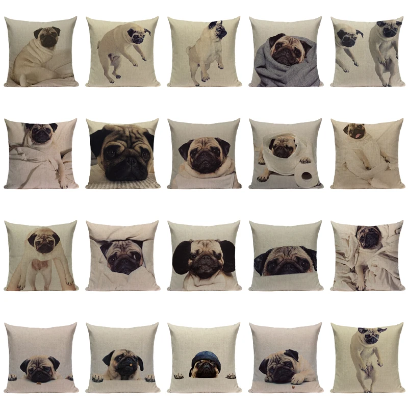 Pug animal decor cushion cover Car Home decorative pillows Lovely Pug  45Cmx45Cm Square throw pillows Dropshipping cushion