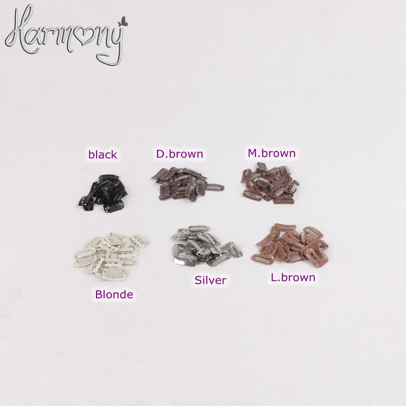 100 pieces/bag 2.3cm 6 teeth U shape and 7 teeth I shape metal snap hair clips 6 colors for your choinces