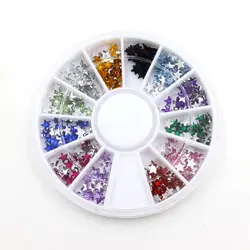 3D wskazówek srebrny akryl okrągły Rhinestone kryształki brokatu z płaskim powrotem koła projekt Nail Art dekoracji telefon Manicure biżuteria narzędzia