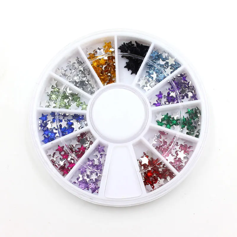 3D Tips Silver Acrylic Round Rhinestone Crystal Glitter Flat Back Wheel Design Nail Art Decoration Phone Manicure Jewelry Tools