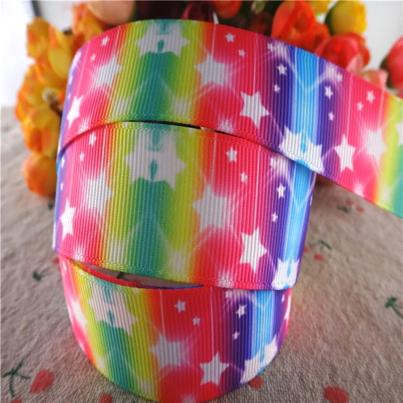 18041904, 1"25mm, 1.5"38mm, 10 Yards/Lot Regenbogen-bedruckte Ripsbänder Geschenkverpackung DIY Handarbeitsmaterialien – Detail 3