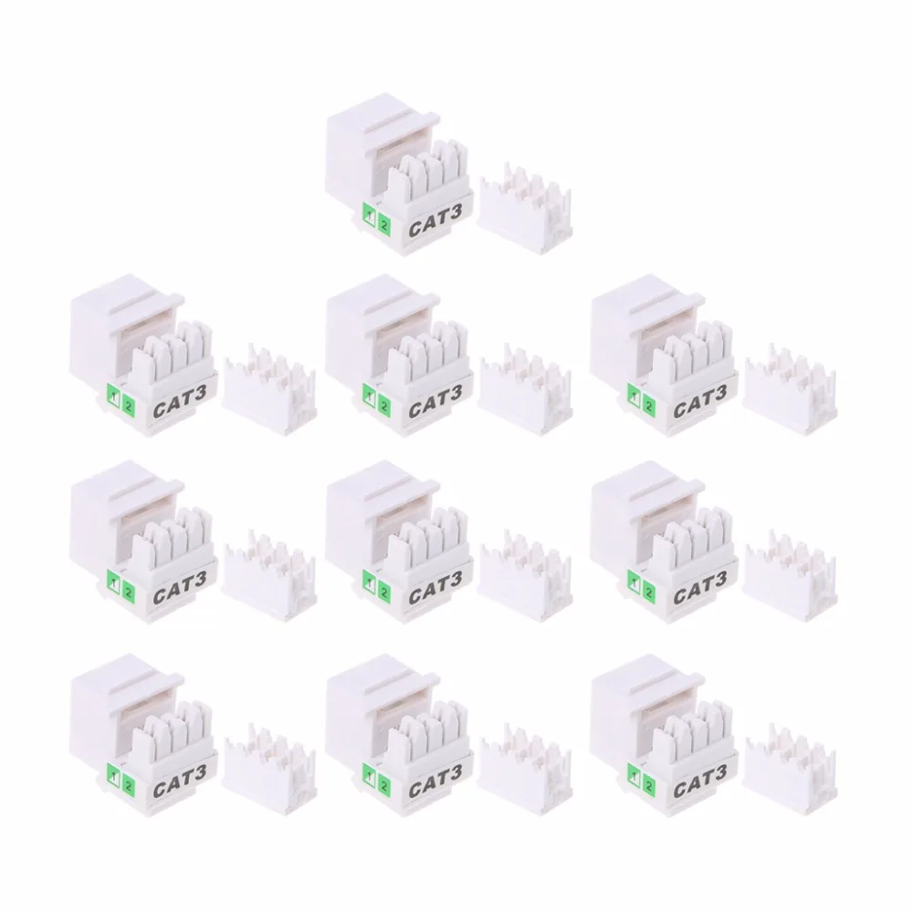 10Pcs/set Tool-free Telephone Module RJ11 CAT3 Voice Module Gold-plated Adapter Keystone Jack