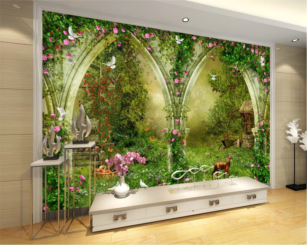 Custom wallpaper home decoration mural fantasy rural arch country road 3D TV sofa background wall murals 3d wallpaper