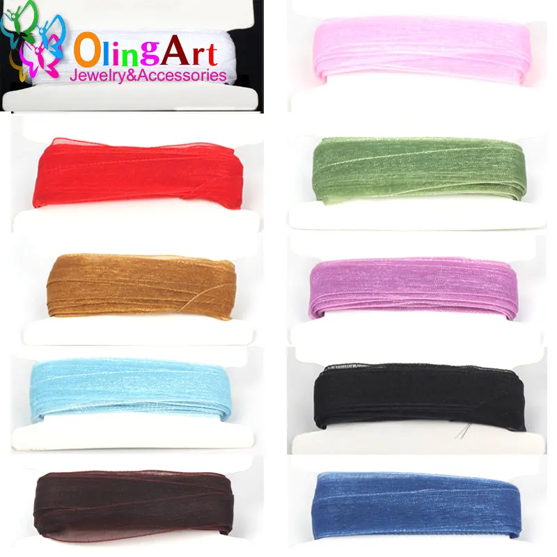 OlingArt 12mm 5M/Rolls Multicolor Rope necklace Silk Organza Polyester Ribbon Wedding Party Crafts Gift Bracelet  jewelry making