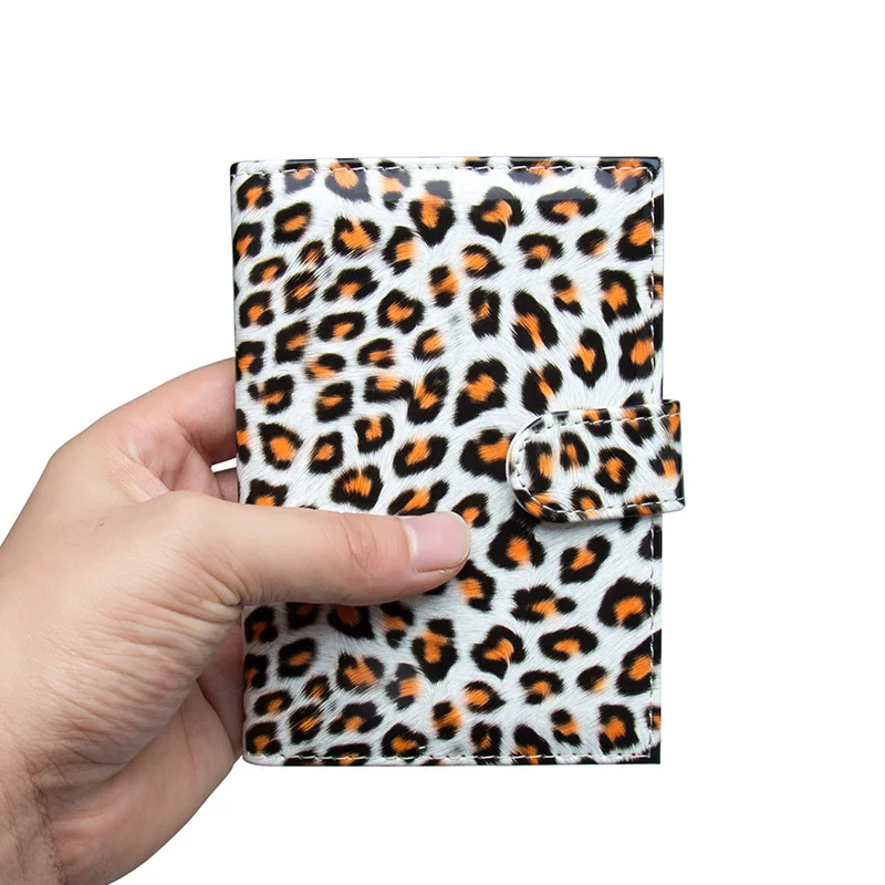 Small White leopard pattern buckled card standard size passport cover waterproof solid pu leather passport holder with traveling