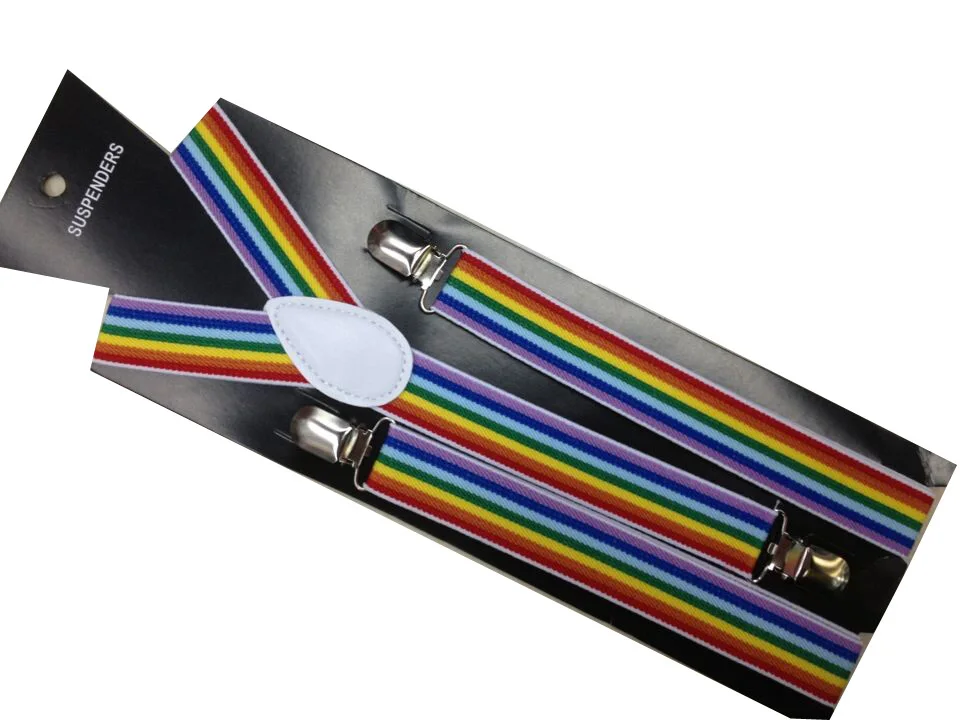 Free Shipping 2021 New Fashion Unisex Adjustable Clip-on Y-back Rainbow Striped Suspenders Mens