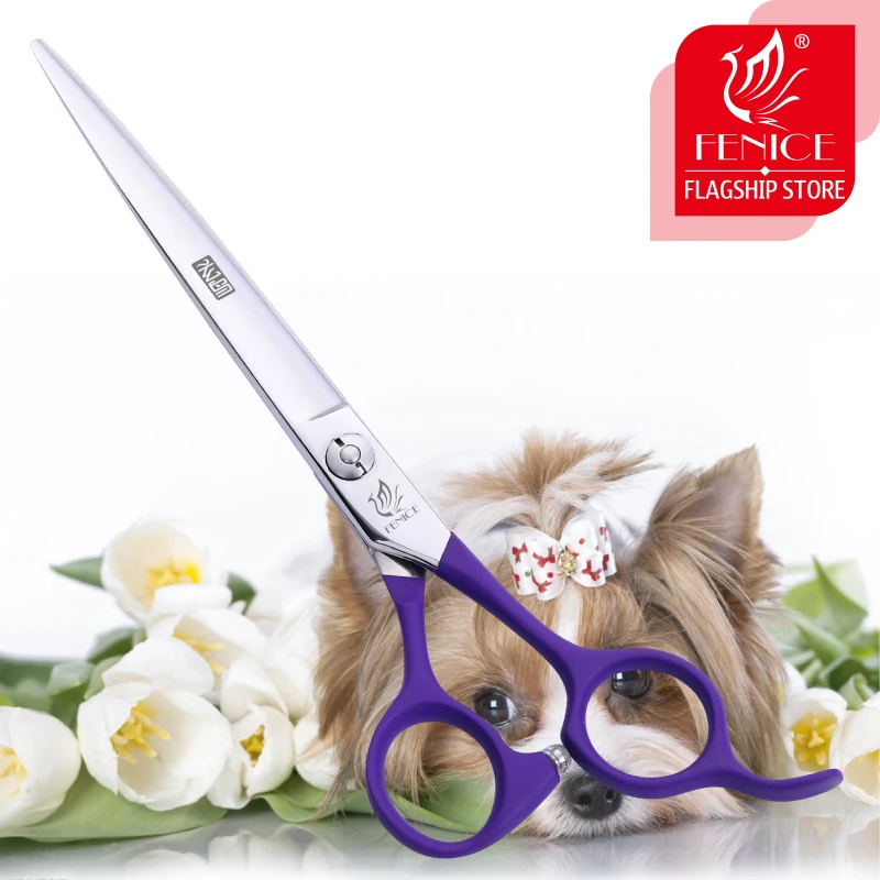 Fenice Purple Professional Pets Grooming Cutting Scissors 6.75 inch Japan 440C Shears for Dogs Cats