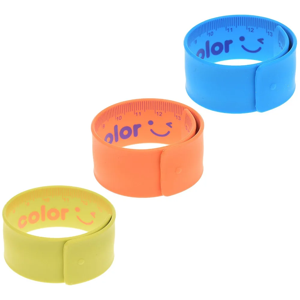 Pack of 3 Random Color 17cm Soft Shatterproof Flexible Ruler Wristband