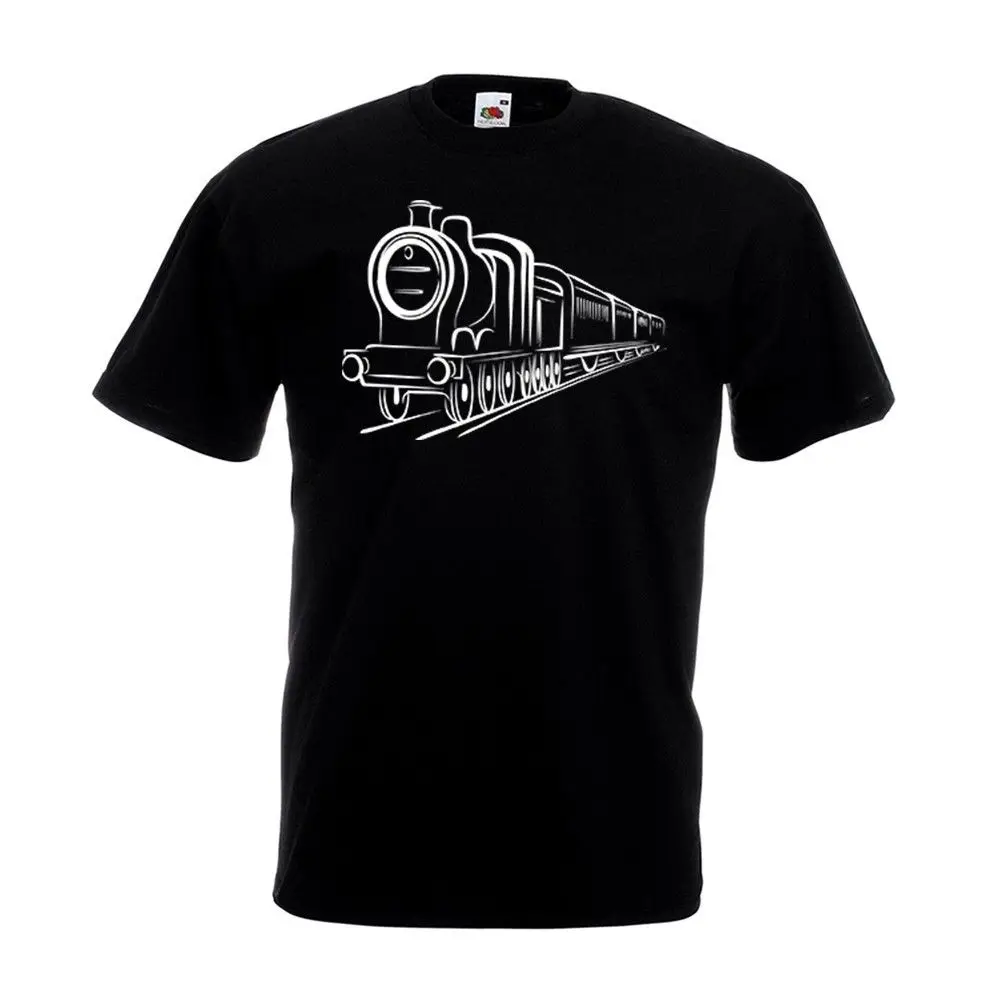 Men Designer Clothes O-Neck Style Tops Tees Train Graphic T Shirt Steam Engine Model Railway Spotting Fathers Day Gift Top