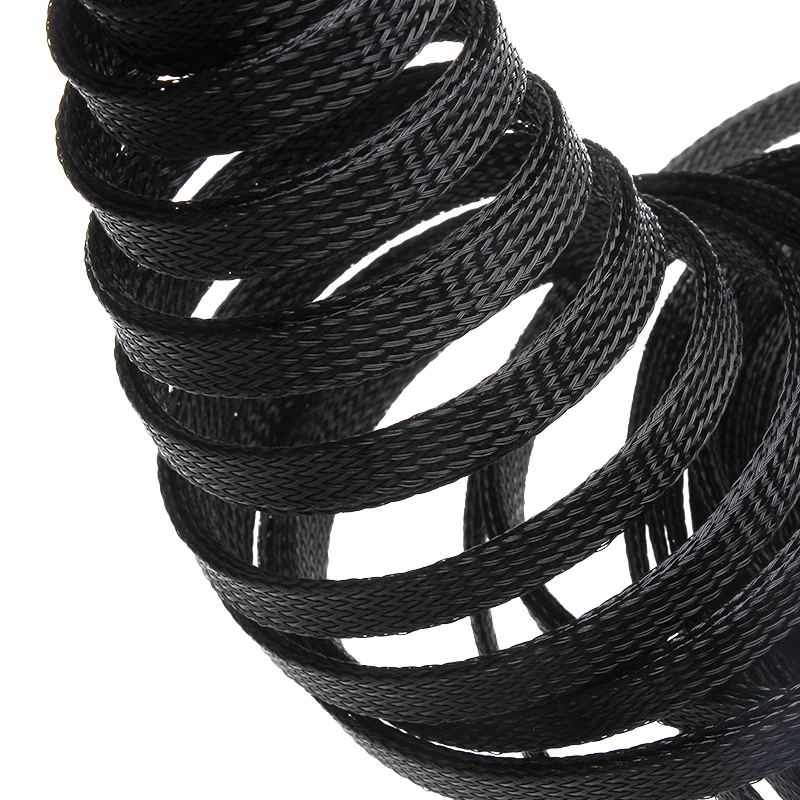 5M Black Braided Sleeving 2/4/6/8/10/12/15/20/25/30mm Tight PET Nylon Cables Insulation Protection Expandable Cable Sleeve