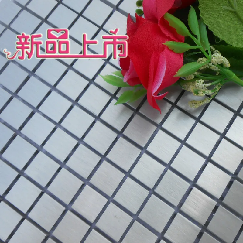 15x15mm alloy aluminum drawbench metal mosaic mesh backing for kitchen backsplash bathroom wall bathroom shower mosaic border