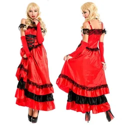 Spanish gypsy bullfighting dance flamenco dress vintage sexy red big swing dress women stage show women fancy halloween costumes