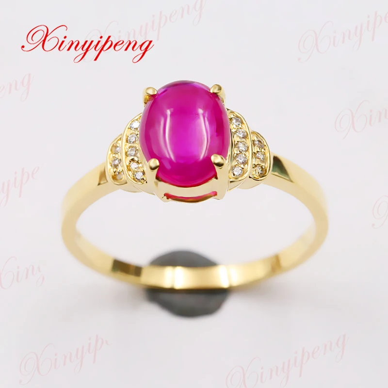 

Xinyipeng18K yellow gold inlaid natural ruby ring style beautiful women model