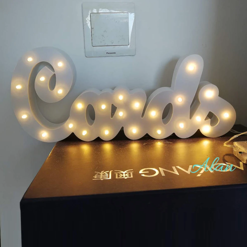 Custom Wooden Letters Alphabet Sign, Marquee Light Up Night , Wall Decoration for Bedroom,