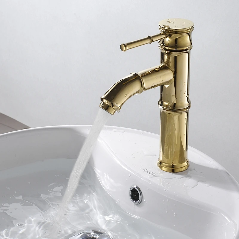 

Basin Faucet Hot And Cold Water Faucet Short Gold bamboo shape Mixer Taps