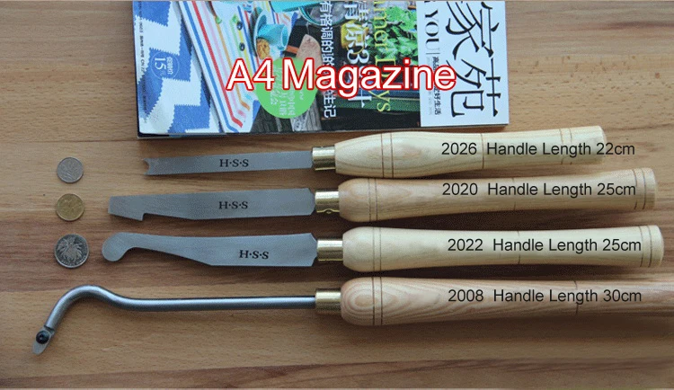 A2008 A2020 A2022 A2026 Woodturning Hollowing Tools, HSS Woodworking Gouges