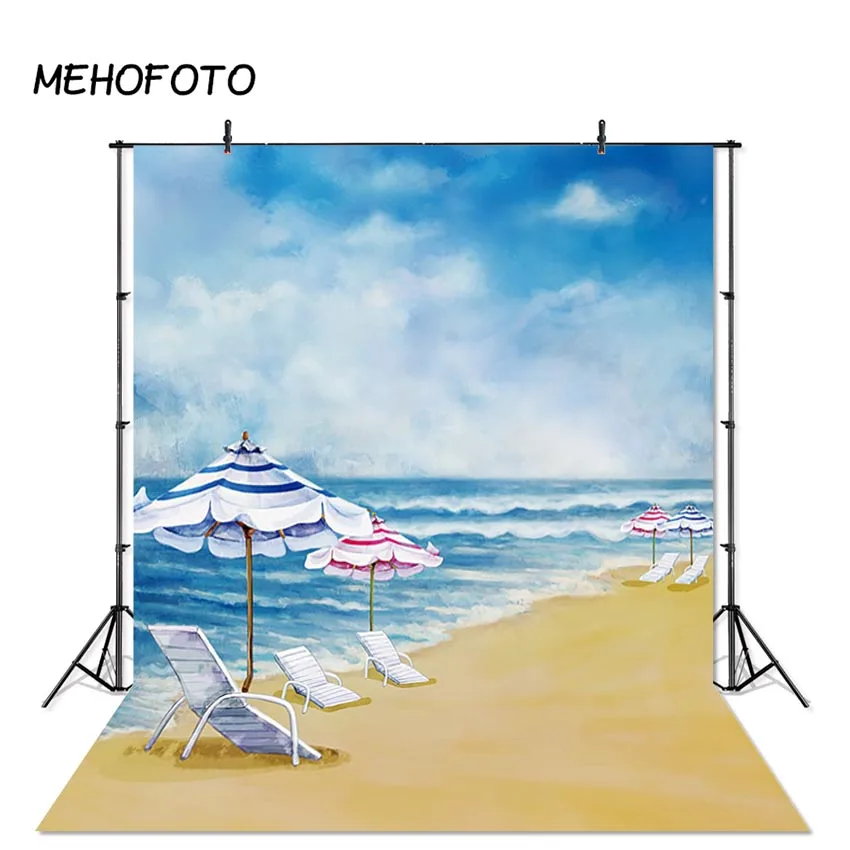 

Beach Photography Background Oil Painting Beach Scenery Backdrop Baby Children Background for Photo Booth Photoshoot Studio