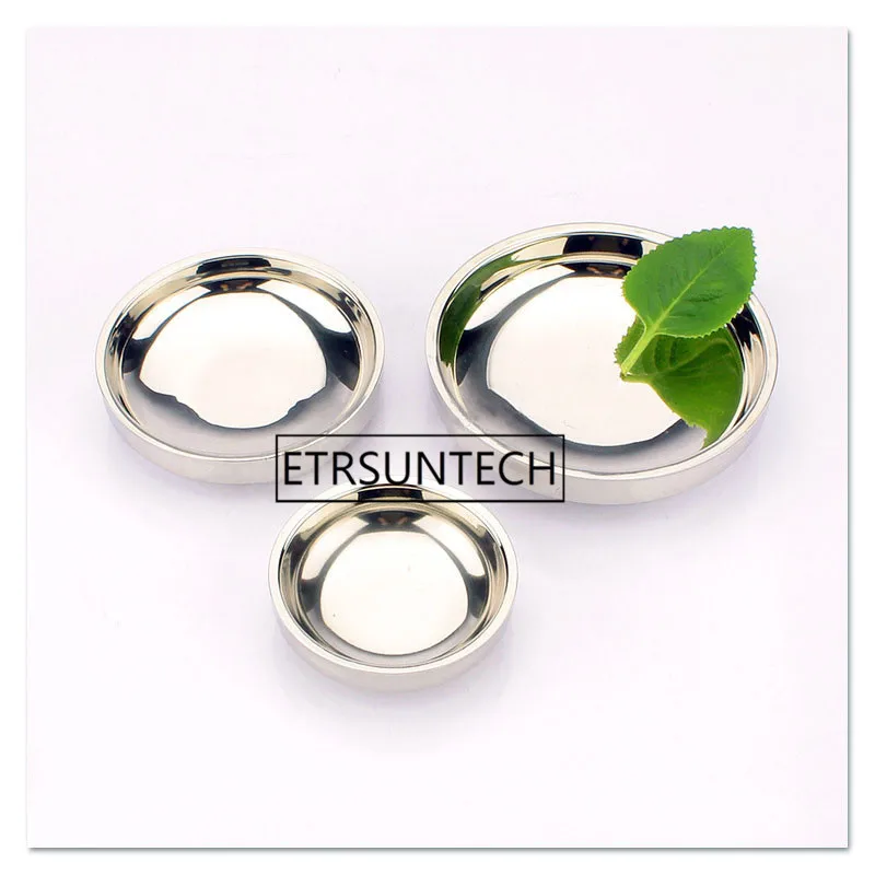 Seasoning Pickles Dish Stainless Steel Round Soy Sauce Vinegar Plate Barbecue Tableware Hot Pot Chili Ginger Dish