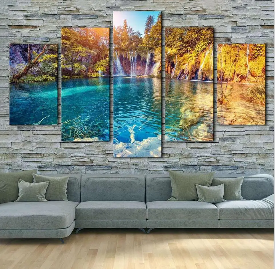 

Wall Artwork Decoration Home Living Room Framed 5 Pieces Seascape HD Printed Modular Canvas Natural Landscape Pictures Paintings