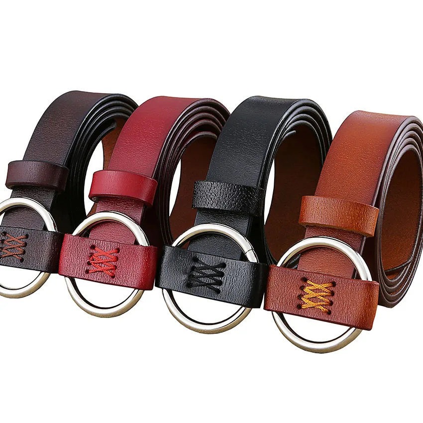 Fashion Round Ring buckle belt woman Genuine leather belts for women Quality cow skin strap female girdle for jeans width 2.8 cm