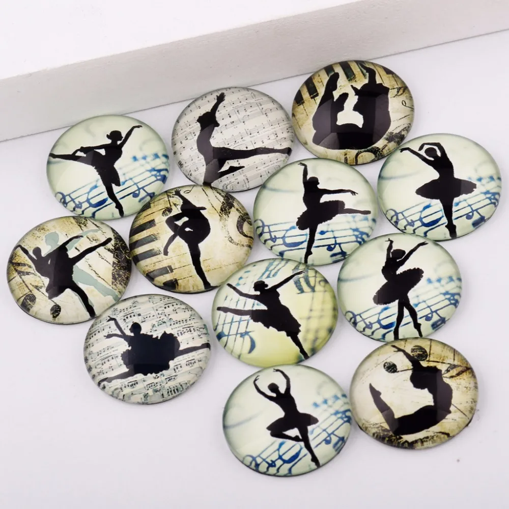 reidgaller handmade Mix Ballet Dancing Girl Photo Glass Cabochon 10mm 12mm 14mm 18mm 20mm 25mm diy jewelry findings