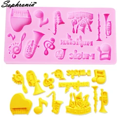 Sophronia M210 Musical Instrument Piano Trumpet Silicone Fondant Cake Mold Cupcake Jelly Candy Chocolate Decoration Baking Tool