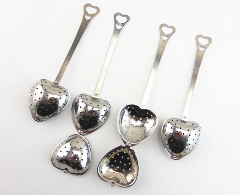 200piece/ lot Hot Amazing Love Heart Shape Style Stainless Steel Tea Infuser Teaspoon Strainer Spoon Filter Kitchen Tool 2018091