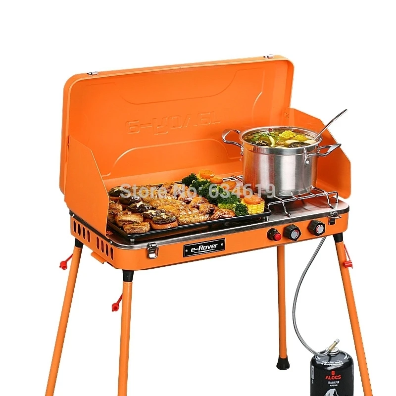 Outdoor Camping Portable Gas Grill, Folding Bbq Machine, Hot Sale Barbecue Gas Type