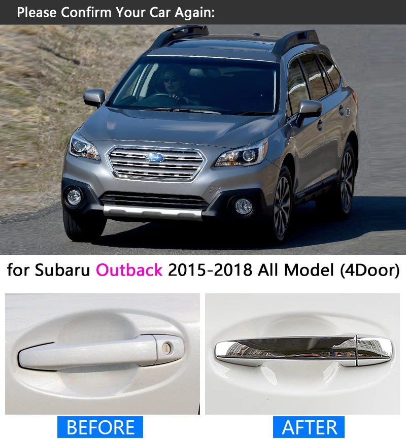 for Subaru Outback Luxurious Chrome Door Handle Cover Trim Set Legacy 2015 2016 2017 2018 Accessories Stickers Car Styling