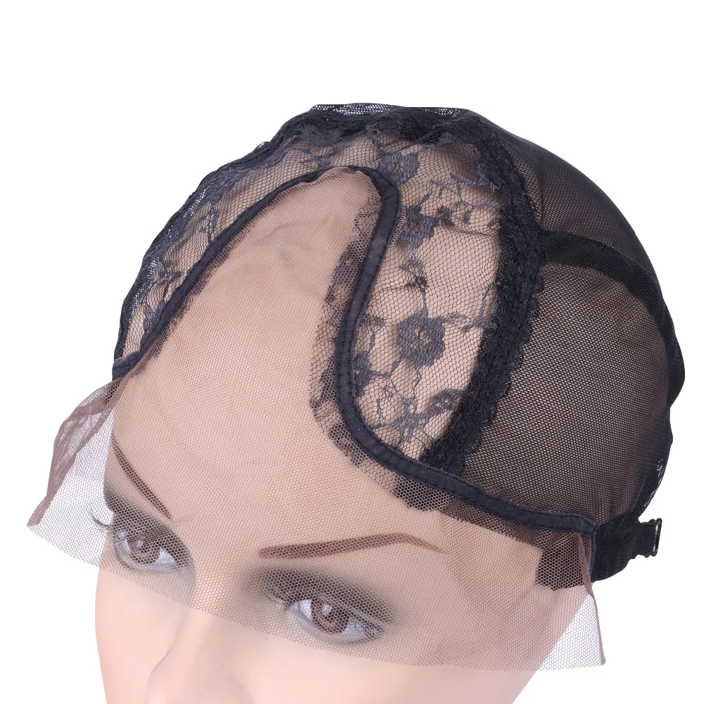 Lace Front V part Swiss Lace  Wig Cap for Making Wigs with Elastic Strap on the Back Mesh Hairnets