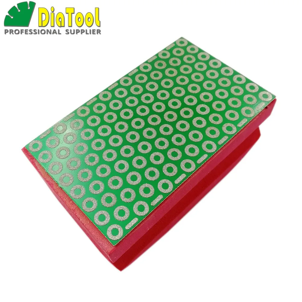 DIATOOL 2 pcs Disadur Berlian Tangan Polishing Pad 90X55 MM Grit #200 Busa Keras Beragun Tangan Pad