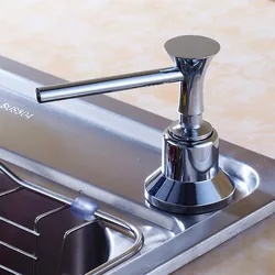 Kitchen Sink Silver Soap Dispenser Built-in Design 400 ML/500 ML Liquid Soap Bottle with Copper Head Hand Press Dispenser Bottle