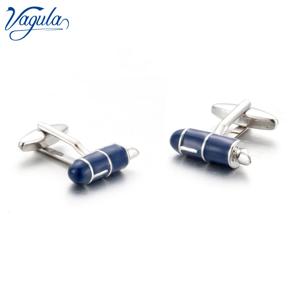 VAGULA Cuff links Top Luxury Brand French Shirt Button Bonito Gemelos Hot Sale Blue Enamel Fountain Pen Cufflinks 709