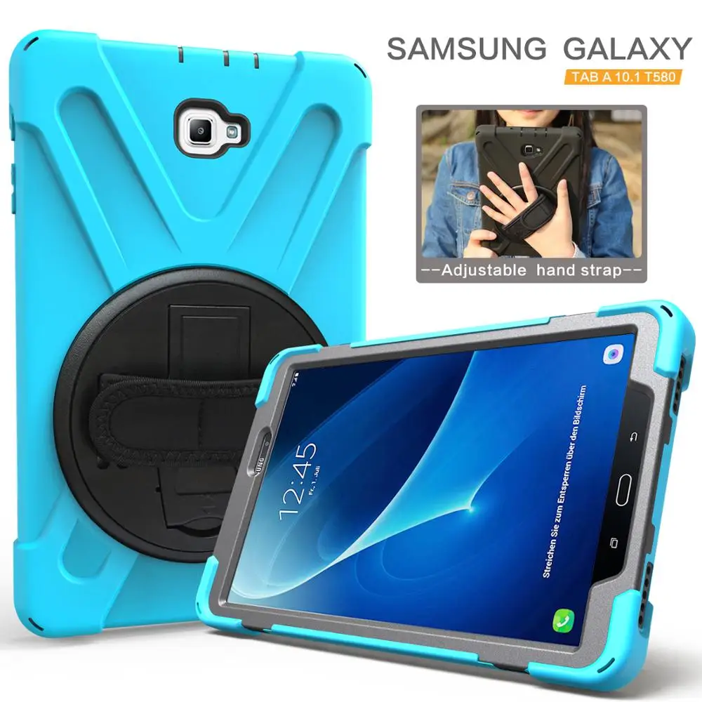 

Armor Coque For Samsung Galaxy Tab A A6 10.1 SM-T580 T585 Hand Strap 360 Rotation Stand Case Cover for Samsung T580 T585 Case