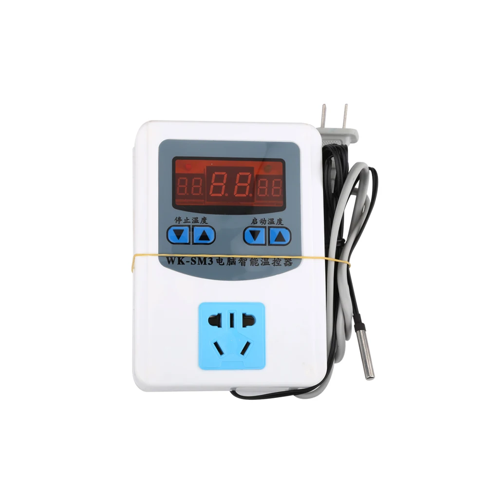 Celsius Termostato Inteligente com Sonda à Prova Impermeável Água-ajustável Eletrônico Display Digital Controlador de Temperatura Soquete 0-99