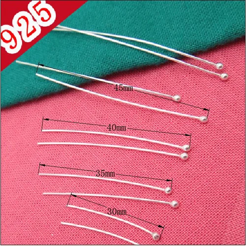 10 pcs 20/30/40mm 925 Sterling Silver Testa A Sfera Spilli Aghi Per Perline Orecchino Gioielli FAI DA TE accessori Per rendere I Risultati Ornamento