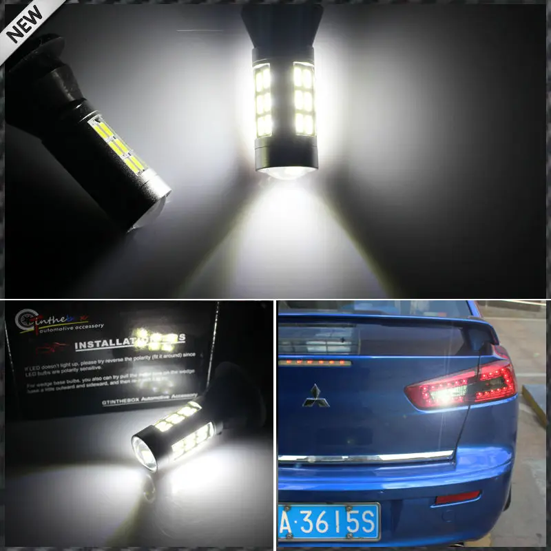 2pcs 21-SMD White/Red Dual-Color 7440 7444 T20 LED Replacement Bulbs For Car Backup Reverse Lights & Rear Fog Lamp Conversion