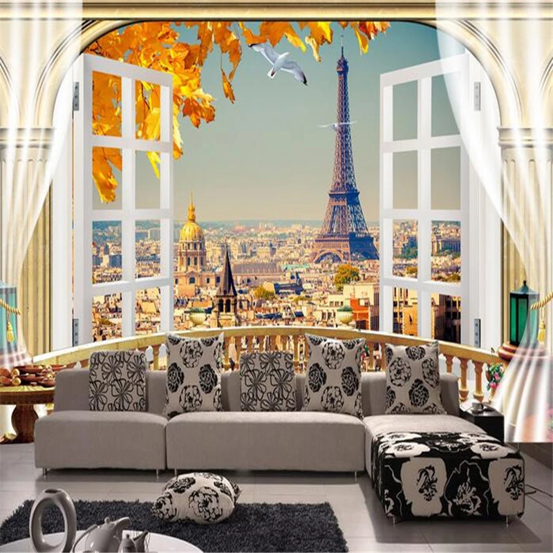 

beibehang custom room wallpaper Eiffel Tower landscape balcony painting photo 3d wall mural wall paper papel de parede adesivo