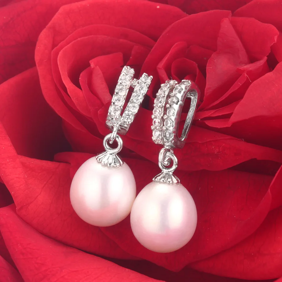 AAAA High quality 100% Natural pearl long drop earrings 2021Hot selling 925 sterling silver zircon jewelry for women 5 colors
