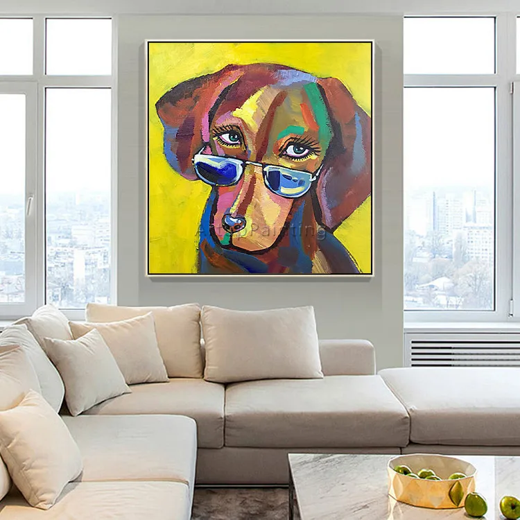 Dog painting Canvas acrylic painting wall art pictures for living room home decor pop art animal Painting cuadros decoracion 001